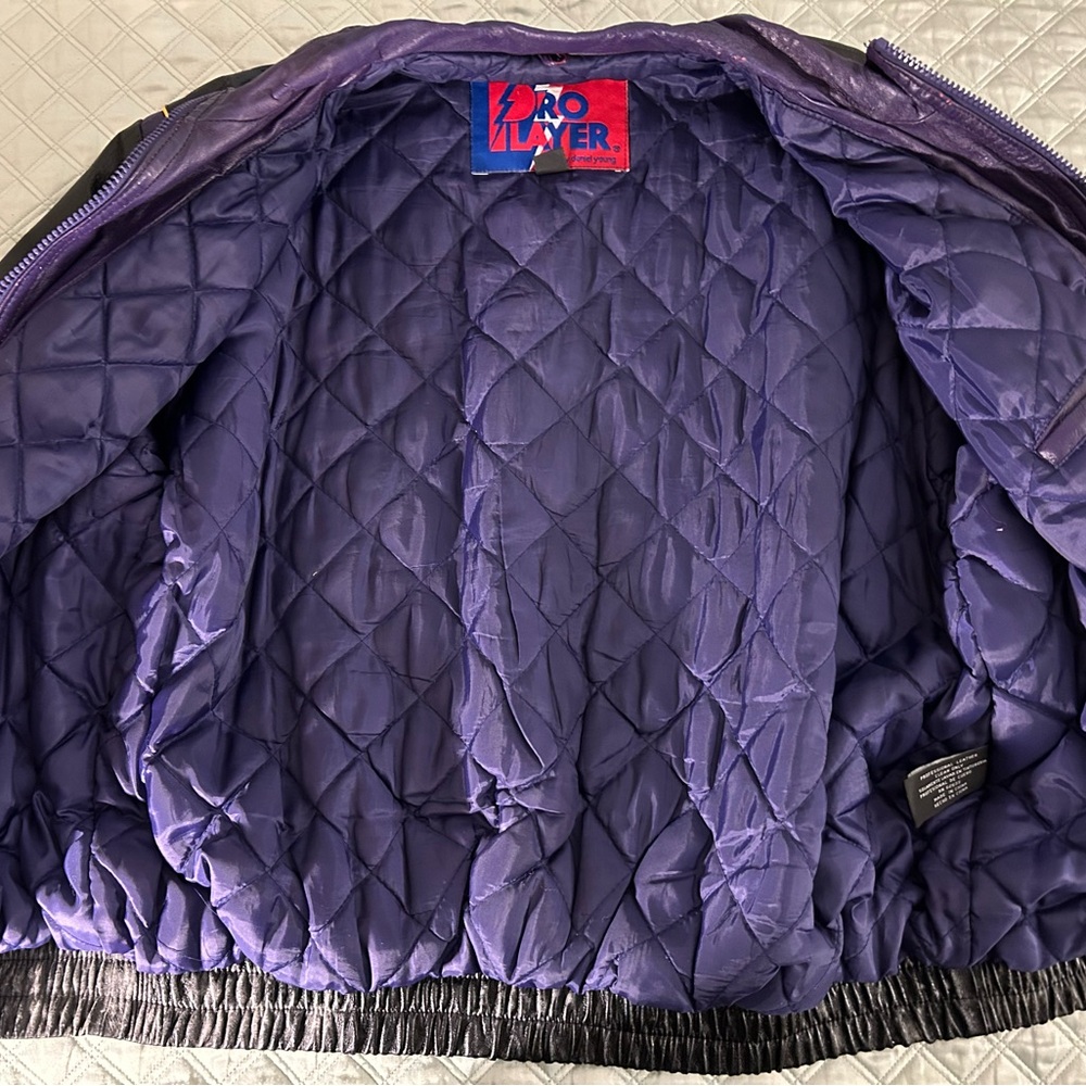 Deep Purple Quilted Viking genuine leather varsity jacket
